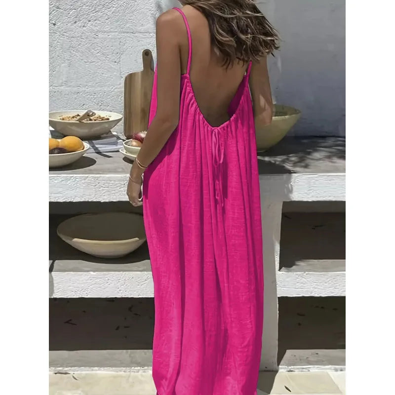 Robe dos nu ajustable NAÏADE Alba, style élégant avec décolleté dans le dos, tissu léger et fluide, parfait pour l'été.